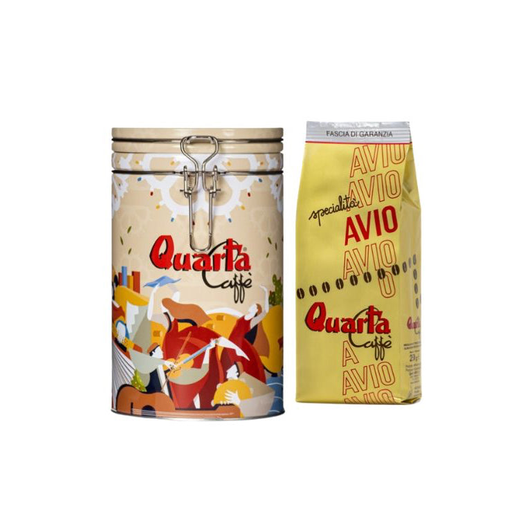 Quarta caffè barattolo con miscela Avio oro da 250 gr inclusa all'interno