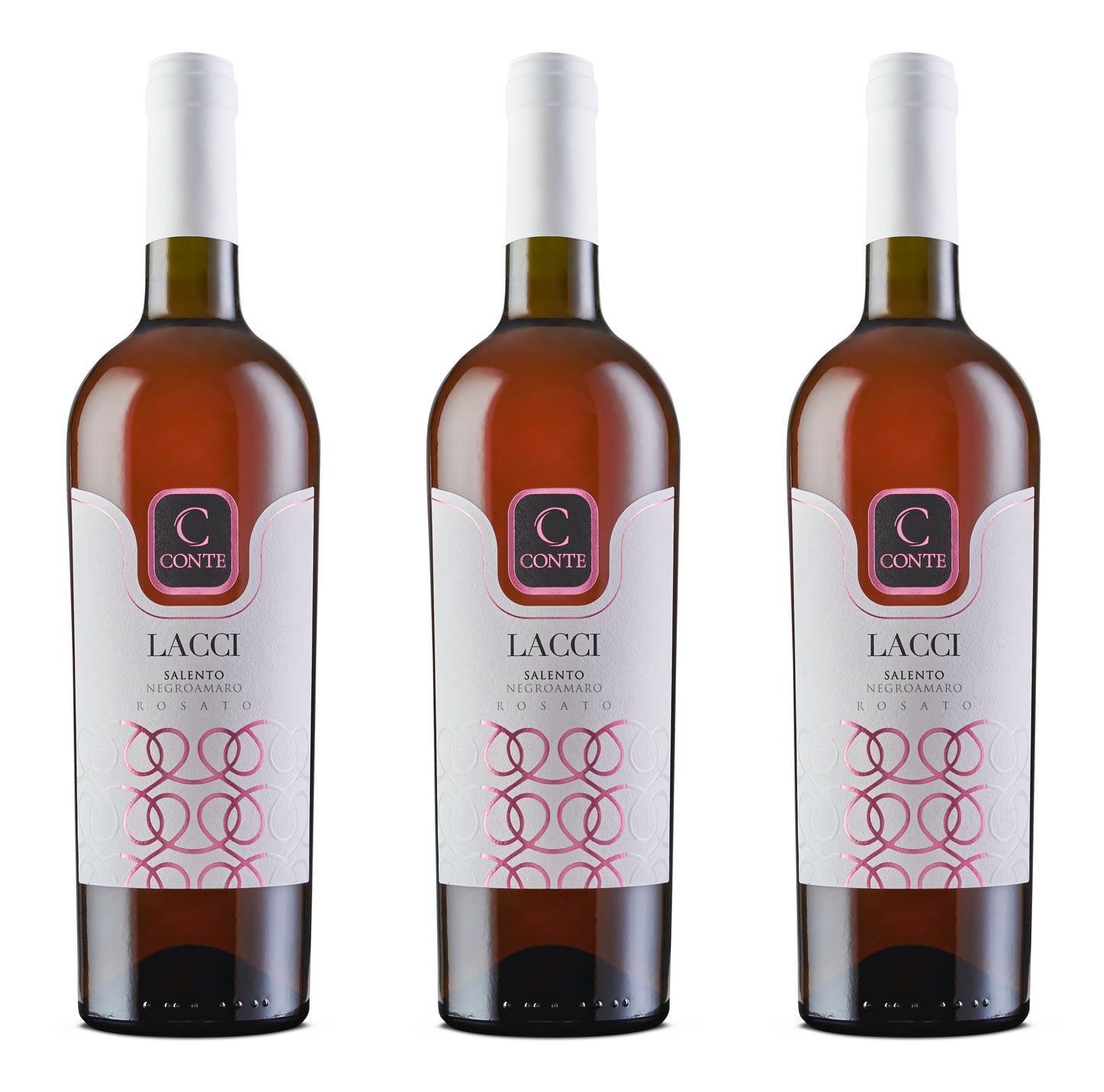 Conte-Wein und Maker-Box 3 Flaschen Lacci Salento g.g.A. Negroamaro Rosé