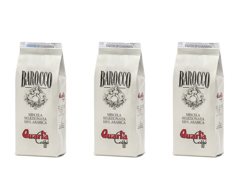 Quarta caffè 3 packs Barocco coffee 100% Arabica, each pack 250 gr