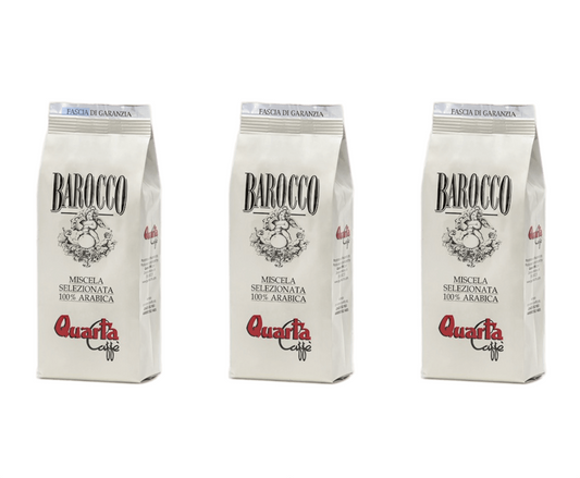 Quarta caffè 3 paquets de café Barocco 100% Arabica, chaque paquet 250 gr