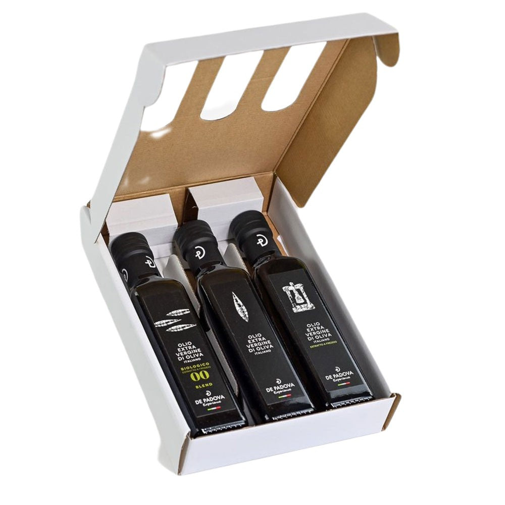 Box of 3 types of extra virgin olive oil, 100% Italian blend from Salento