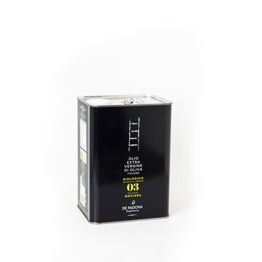 Huile d'olive extra vierge monocultivar biologique De Padova Nociara, bidon de 3 litres