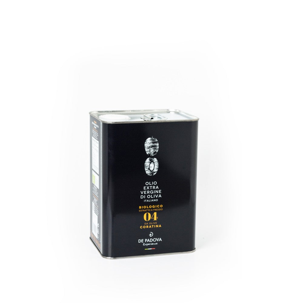 Huile d'olive extra vierge monocultivar biologique De Padova Coratina, bidon de 3 litres